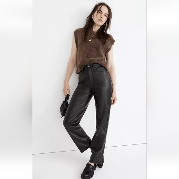Madewell Pants - NWT Madewell The Perfect Vintage Straight Jean: Faux Leather Edition Size 30